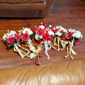 wedding party silk flower bouquet arrangement for bride & brides